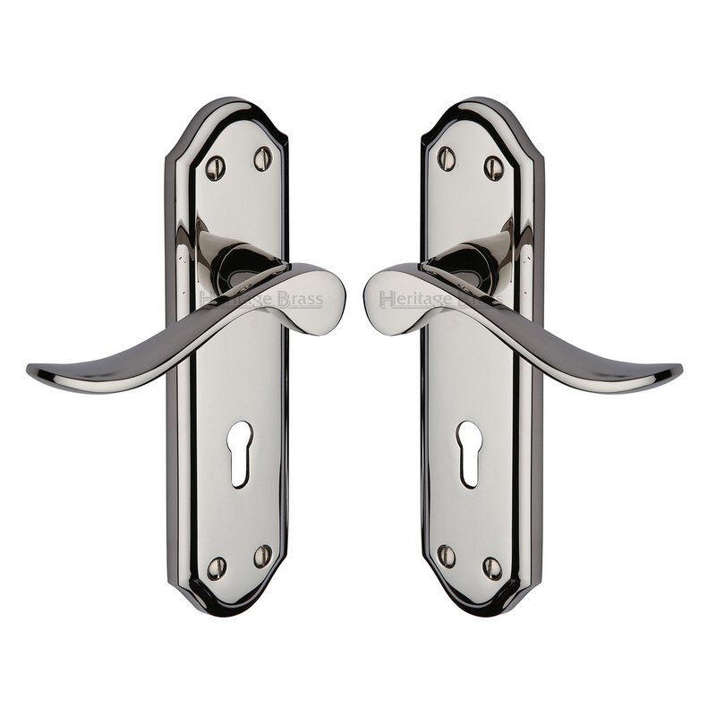 Sandown Door Handle on Plate - SAN1400-PNF