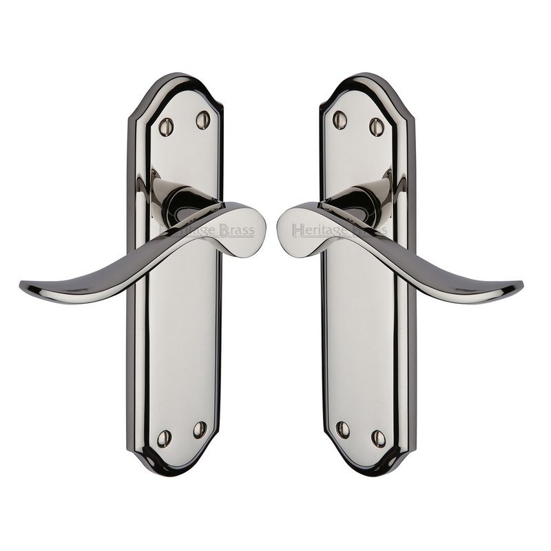 Sandown Door Handle on Plate - SAN1410-PNF