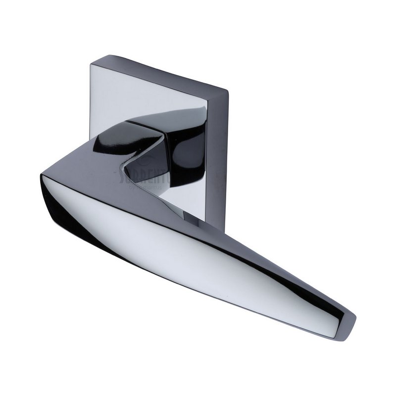 Serpentine Door Handle on Square Rose - SC-CSQ6400-PC
