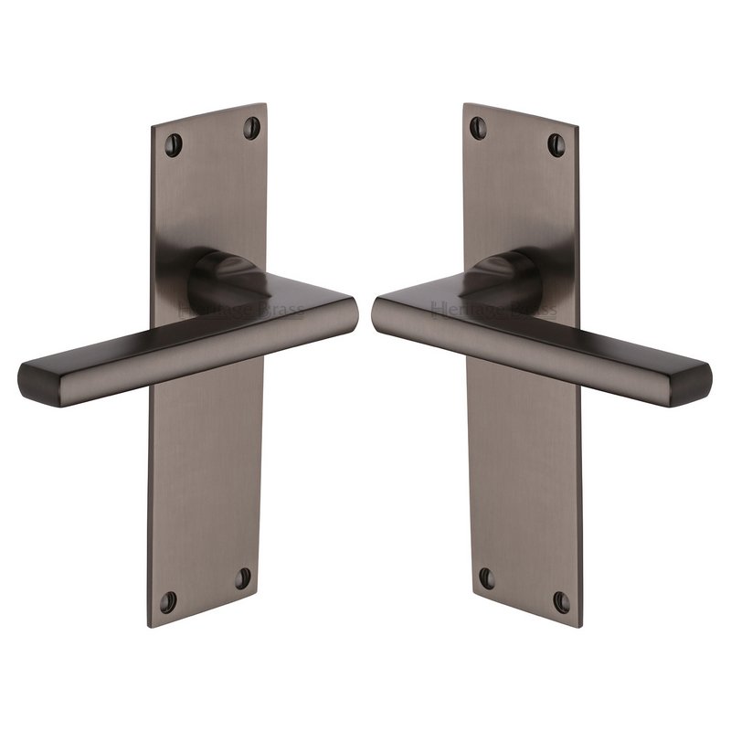 Trident Door Handle on Plate - TRI1310-MB