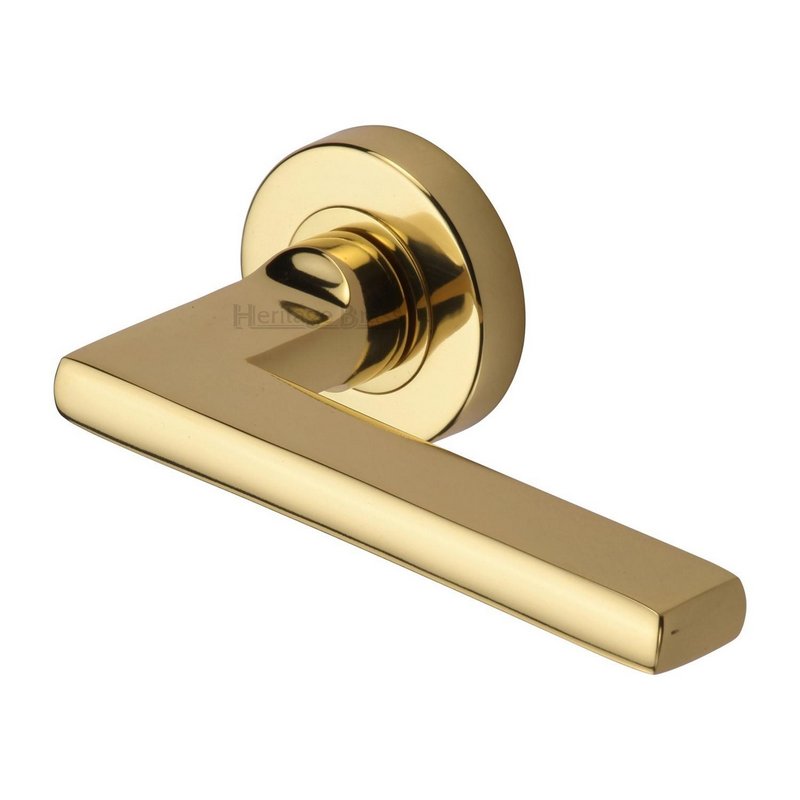 Trident Door Handle on Round Rose - TRI1352-PB