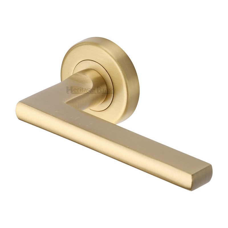 Trident Door Handle on Round Rose - TRI1352-SB