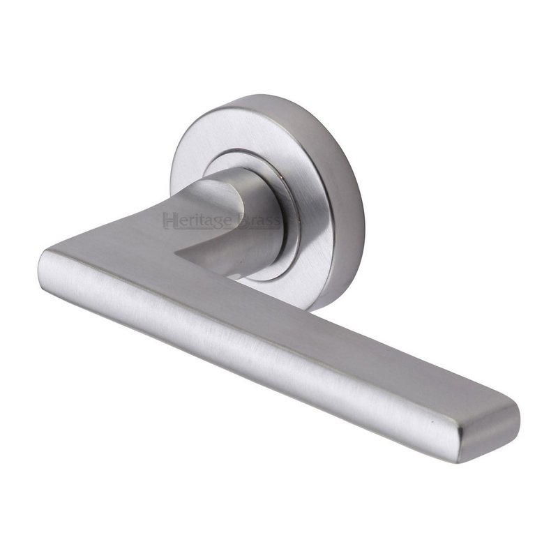 Trident Door Handle on Round Rose - TRI1352-SC