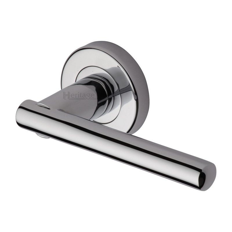 Challenger Door Handle on Round Rose - V1001-PC