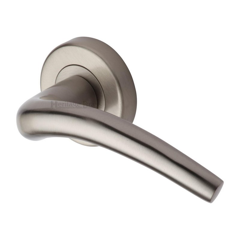 Wing Door Handle on Round Rose - V1121-SN