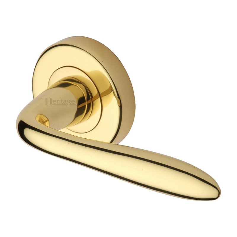 Sutton Door Handle on Round Rose - V1750-PB