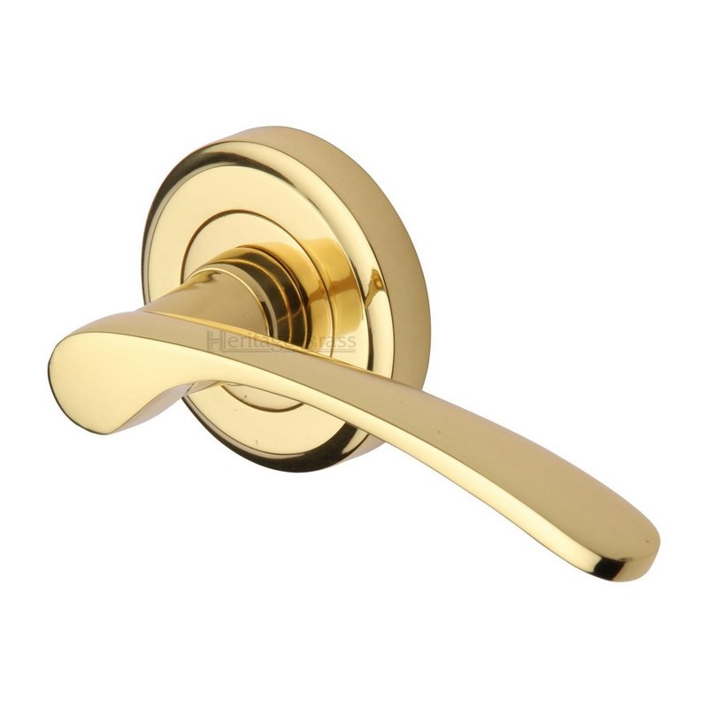 Sophia Door Handle on Round Rose - V1900-PB