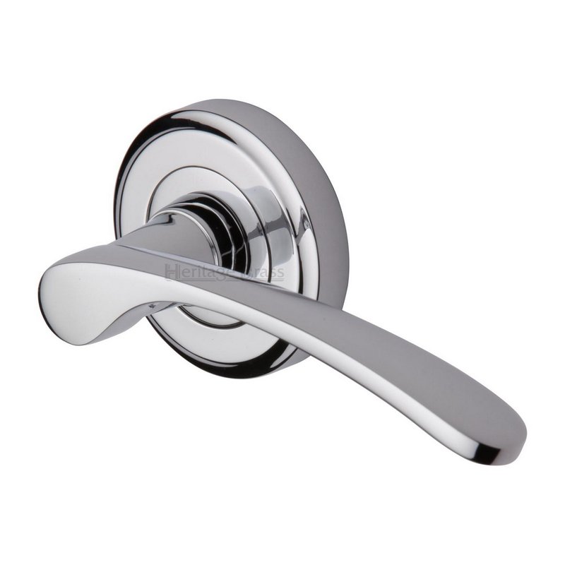 Sophia Door Handle on Round Rose - V1900-PC