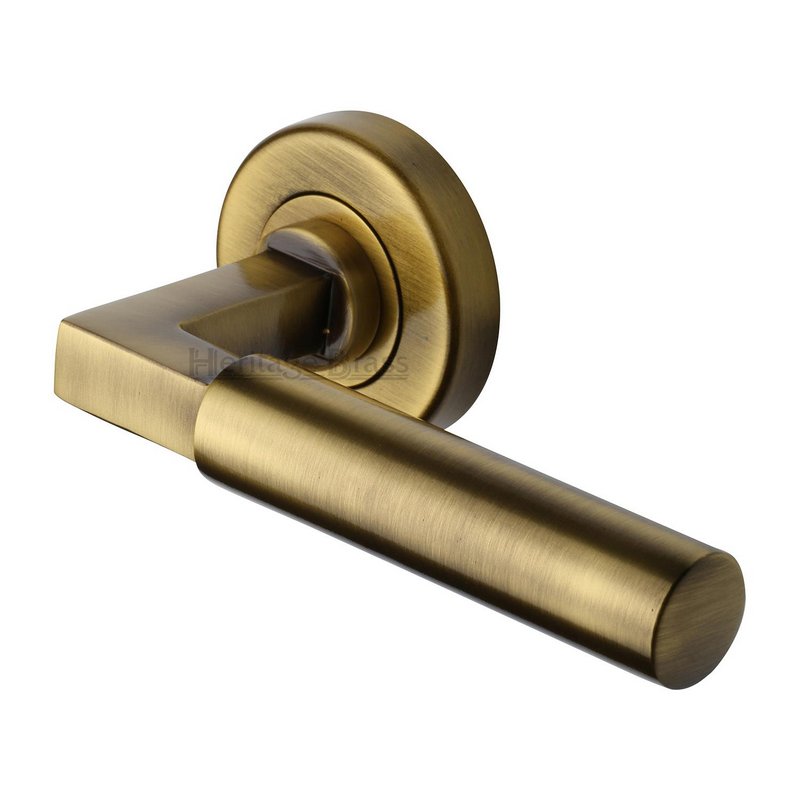 Bauhaus Door Handle on Round Rose - V2259-AT