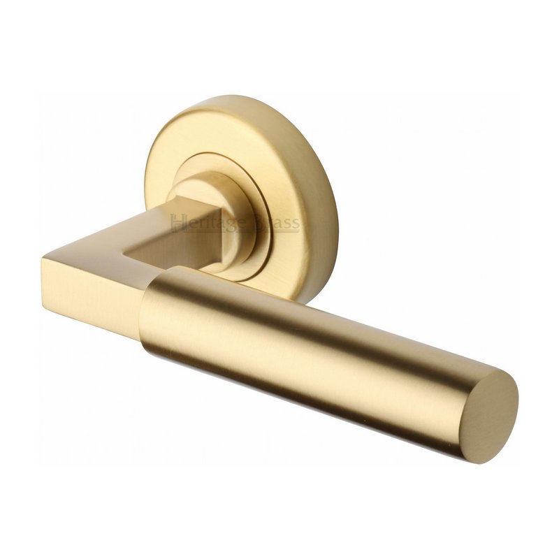 Bauhaus Door Handle on Round Rose - V2259-SB