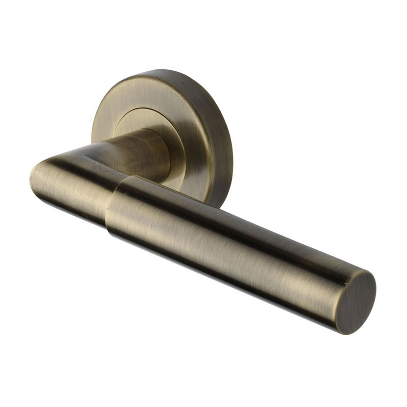 Bauhaus Mitre Door Handle on Round Rose - V2270-AT