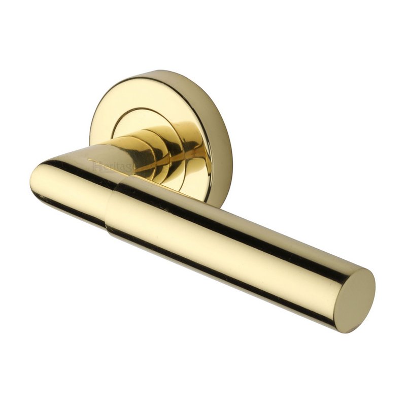 Bauhaus Mitre Door Handle on Round Rose - V2270-PB