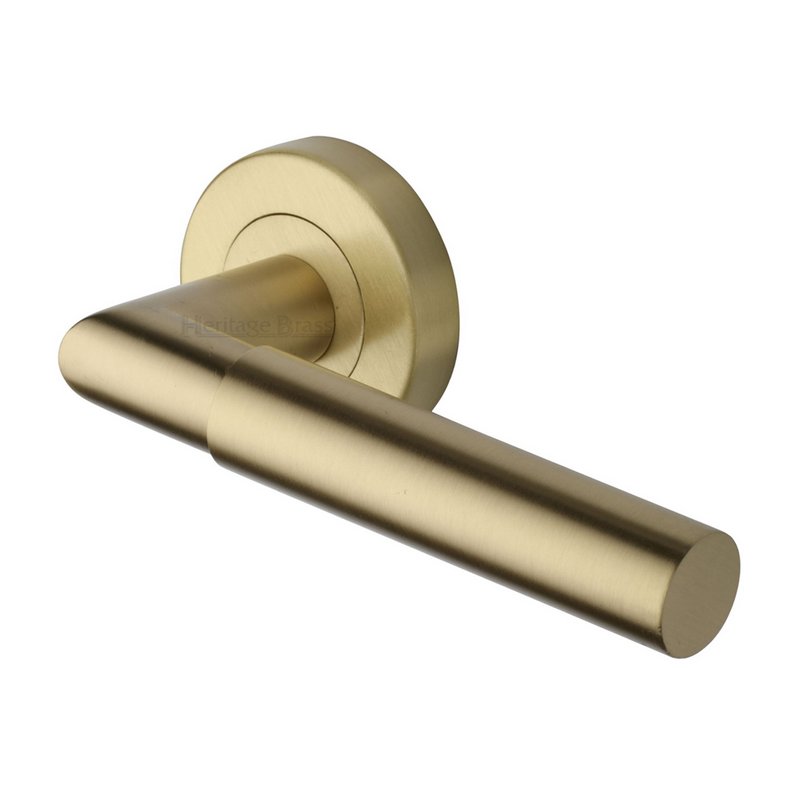 Bauhaus Mitre Door Handle on Round Rose - V2270-SB
