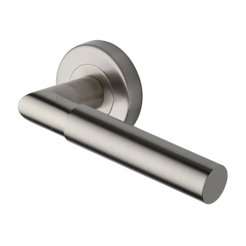 Bauhaus Mitre Door Handle on Round Rose - V2270-SN
