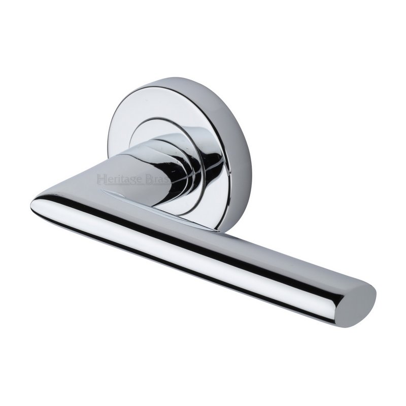 Admiralty Door Handle on Round Rose - V2355-PC