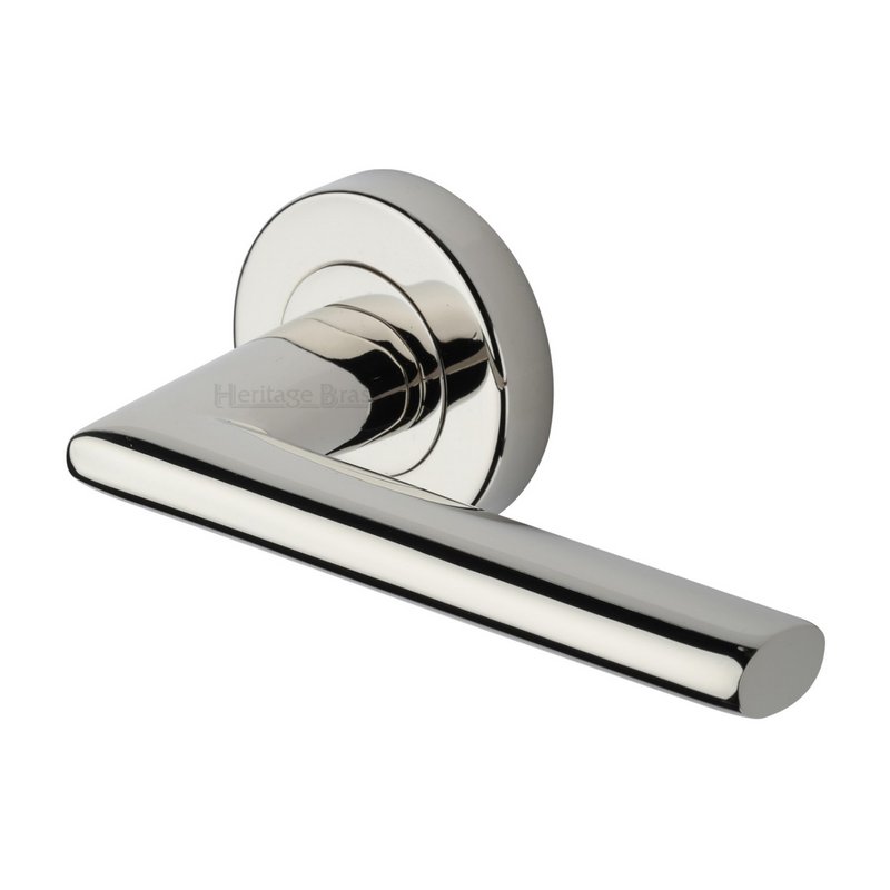 Admiralty Door Handle on Round Rose - V2355-PNF