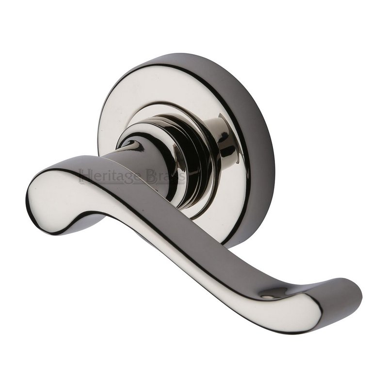 Bedford Door Handle on Round Rose - V3010-PNF
