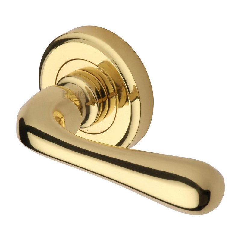 Charlbury Door Handle on Round Rose - V3020-PB