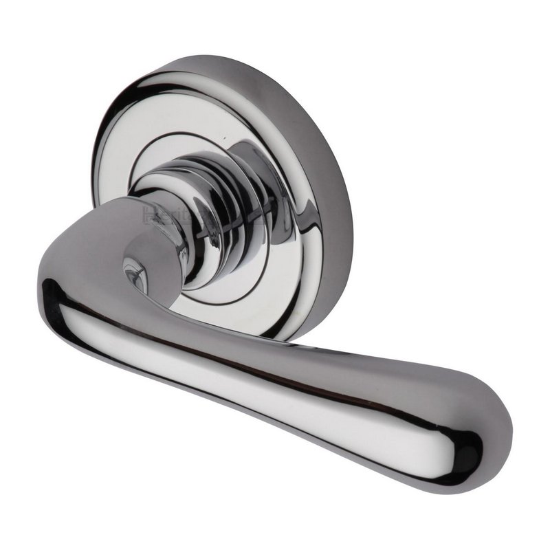 Charlbury Door Handle on Round Rose - V3020-PC