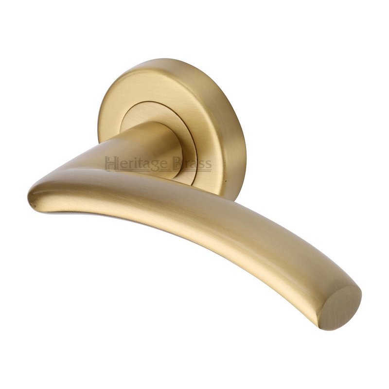 Centaur Door Handle on Round Rose - V3490-SB