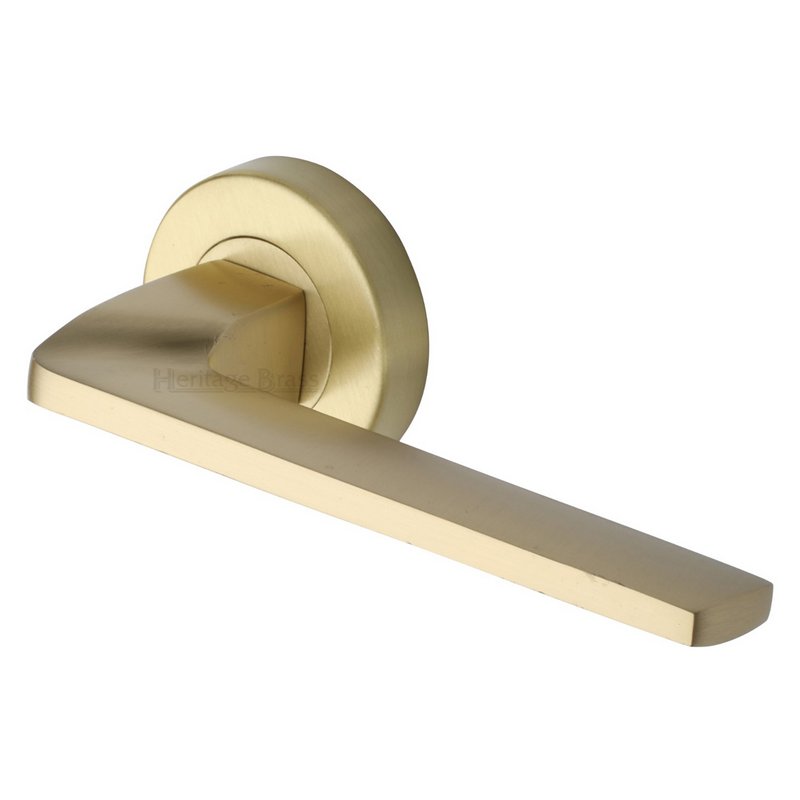 Metro Angled Door Handle on Round Rose - V3790-SB