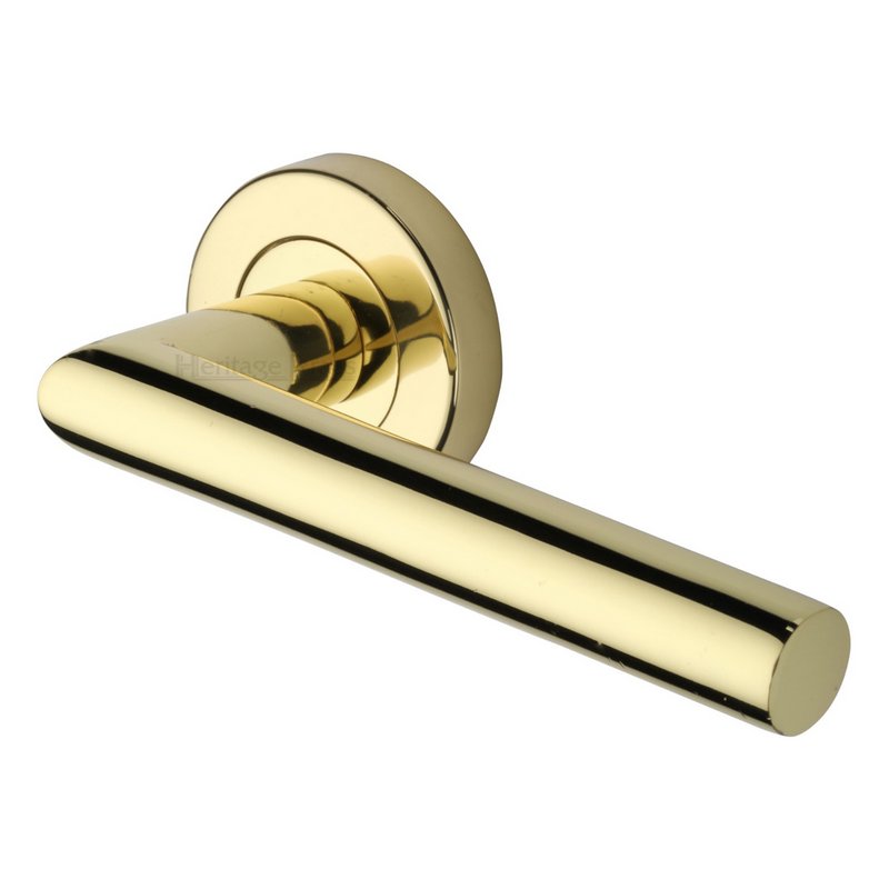 Athena Door Handle on Round Rose - V3840-PB