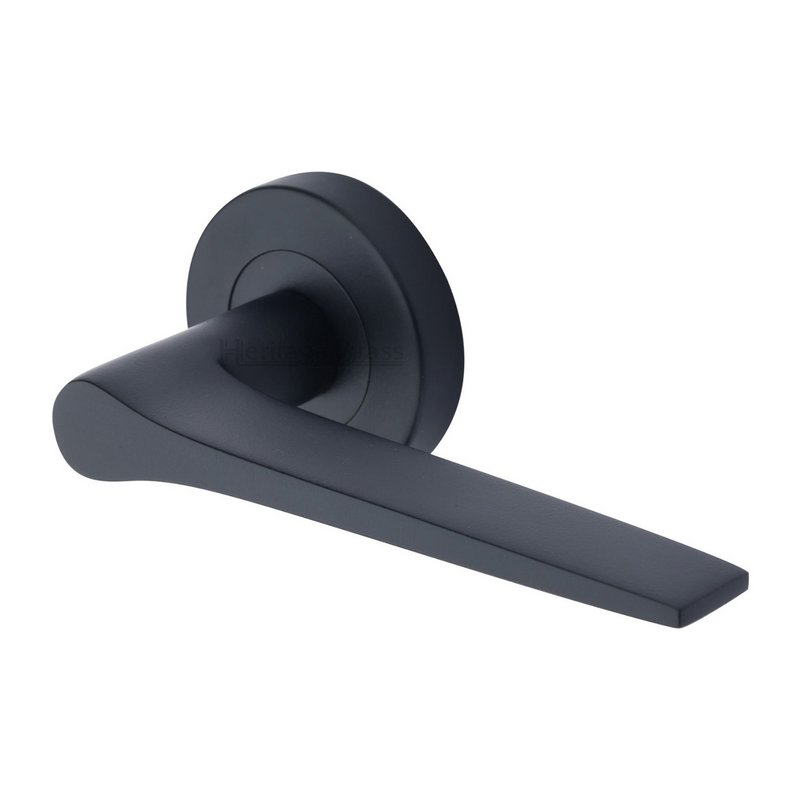 Gio Door Handle on Round Rose - V4189-BKMT