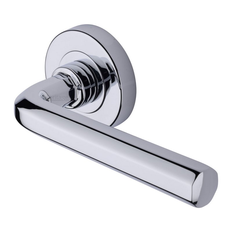 Octave Door Handle on Round Rose - V4545-PC