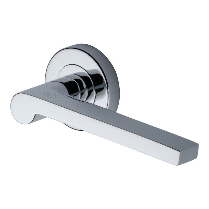 Metro Mid Century Door Handle on Round Rose - V6225-PC
