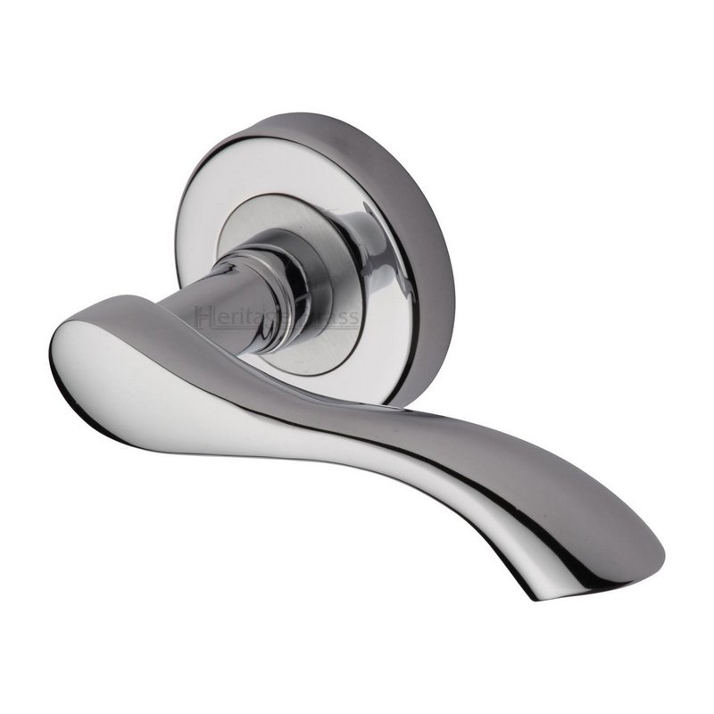 Algarve Door Handle on Round Rose - V7210-PC