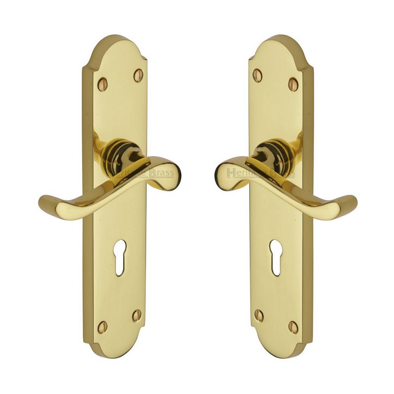 Savoy Long Door Handle on Plate - V750-PB