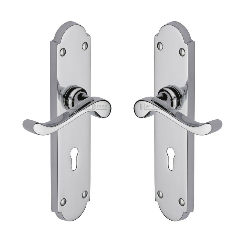 Savoy Long Door Handle on Plate - V750-PC