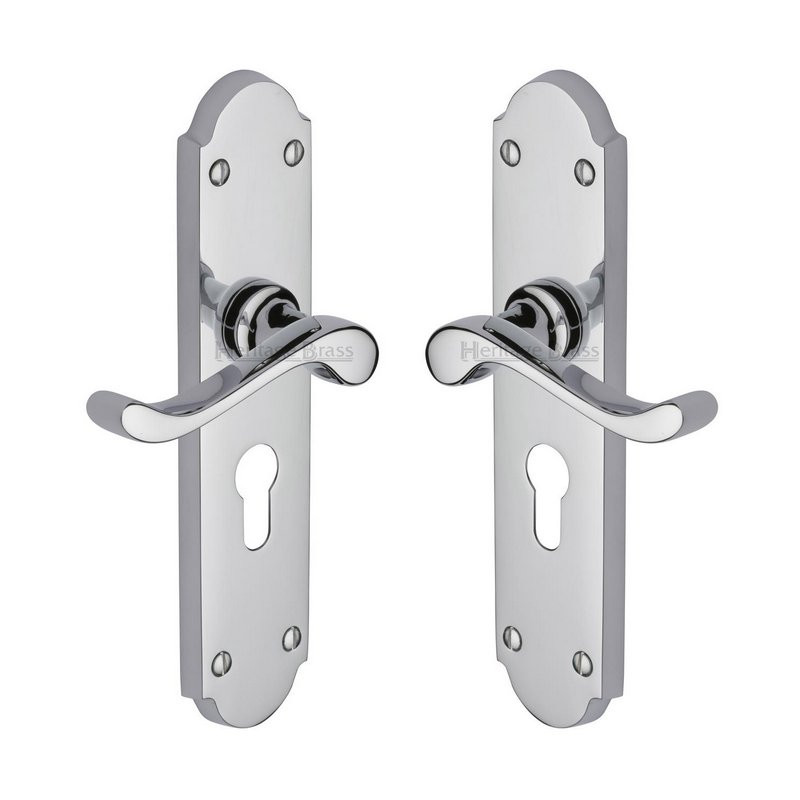 Savoy Long Door Handle on Plate - V757.48-PC