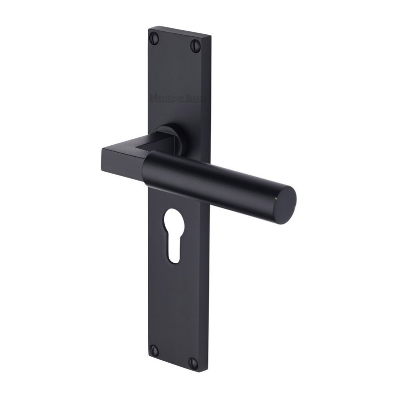 Bauhaus Door Handle on 200mm Plate - VT6348-BKMT