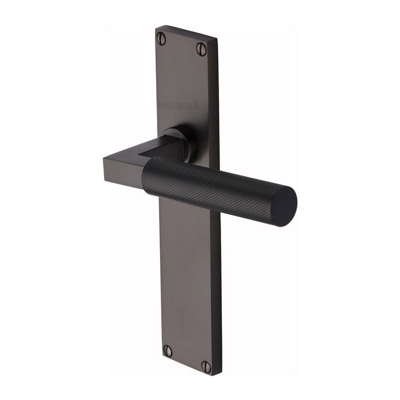 Bauhaus Knurled Door Handle on Plate - VT9310-MB
