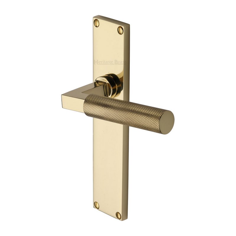 Bauhaus Knurled Door Handle on Plate - VT9310-PB