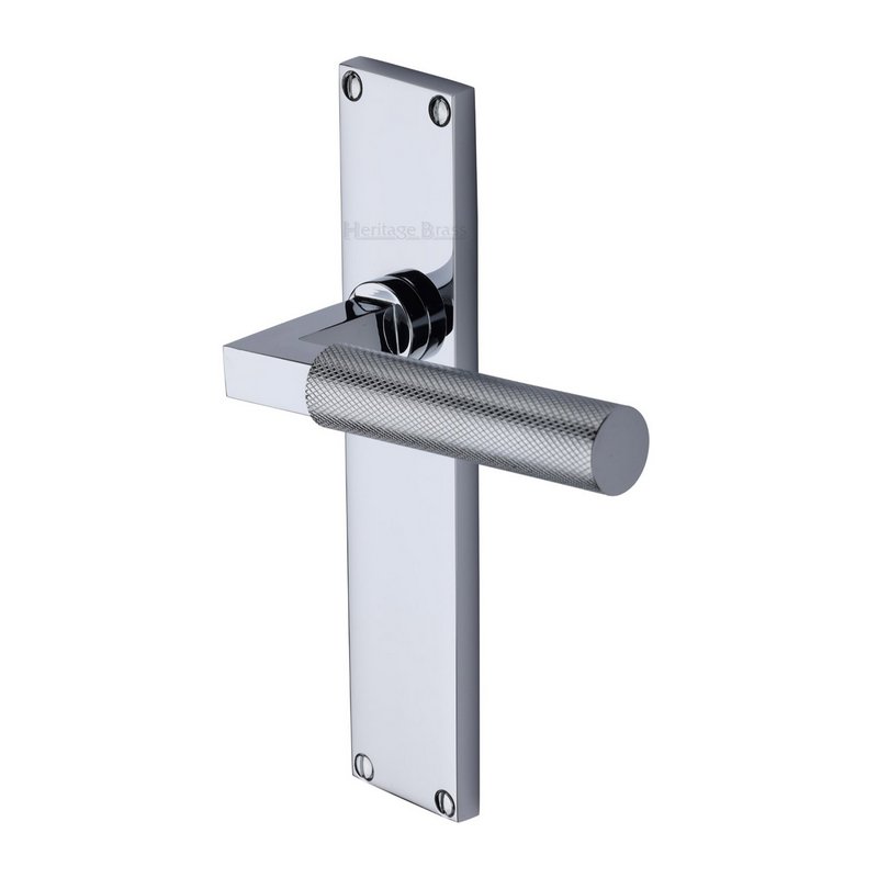 Bauhaus Knurled Door Handle on Plate - VT9310-PC
