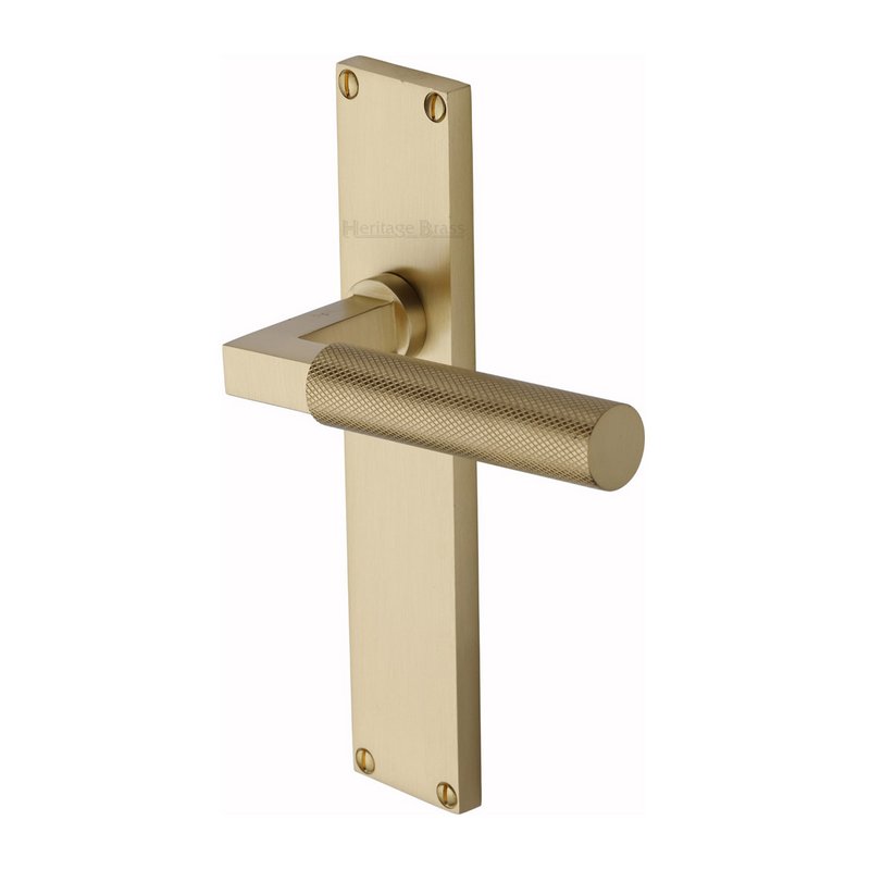 Bauhaus Knurled Door Handle on Plate - VT9310-SB