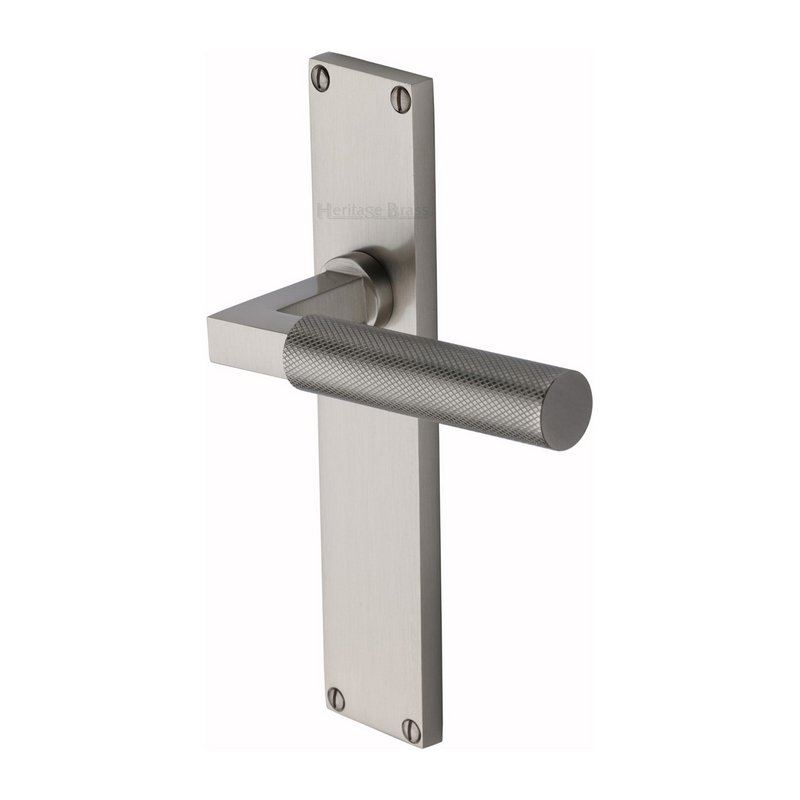 Bauhaus Knurled Door Handle on Plate - VT9310-SN