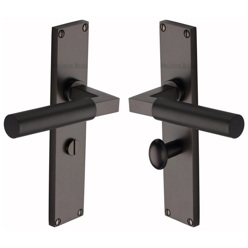 Bauhaus Knurled Door Handle on Plate - VT9330-MB