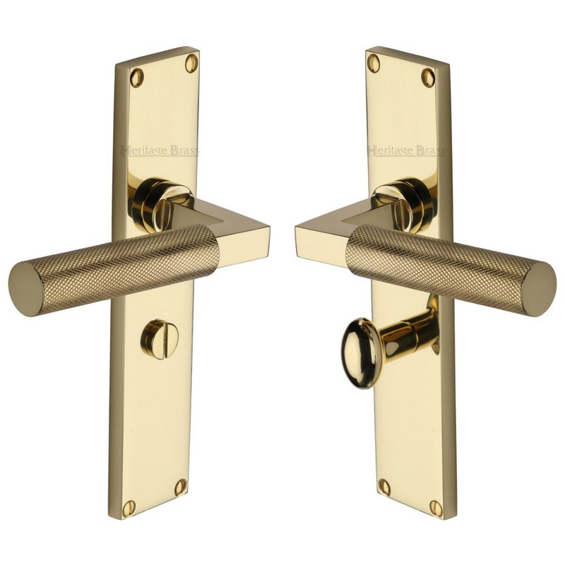 Bauhaus Knurled Door Handle on Plate - VT9330-PB