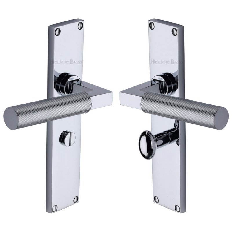 Bauhaus Knurled Door Handle on Plate - VT9330-PC