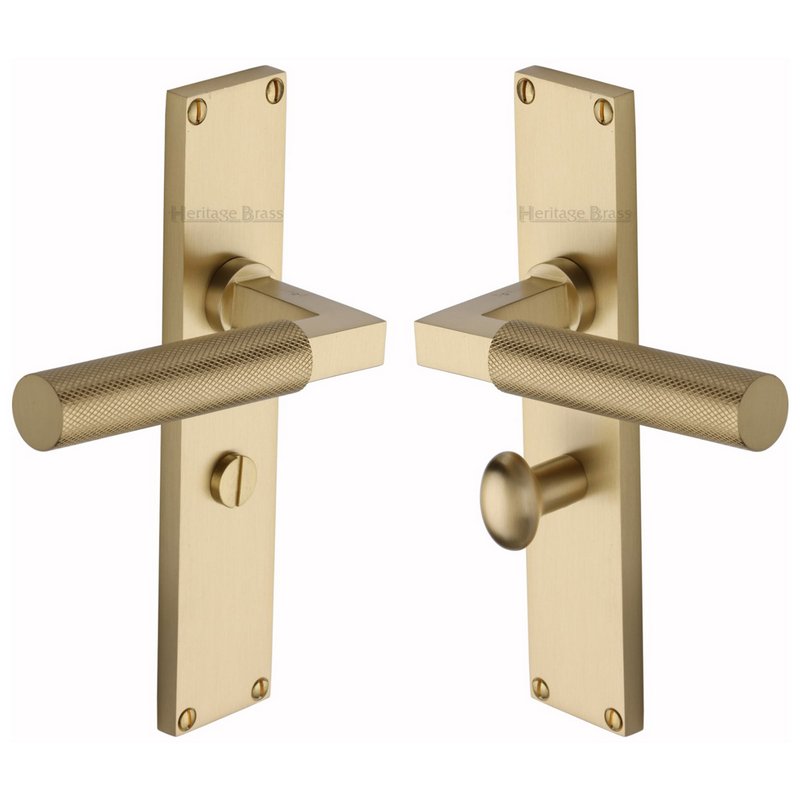 Bauhaus Knurled Door Handle on Plate - VT9330-SB
