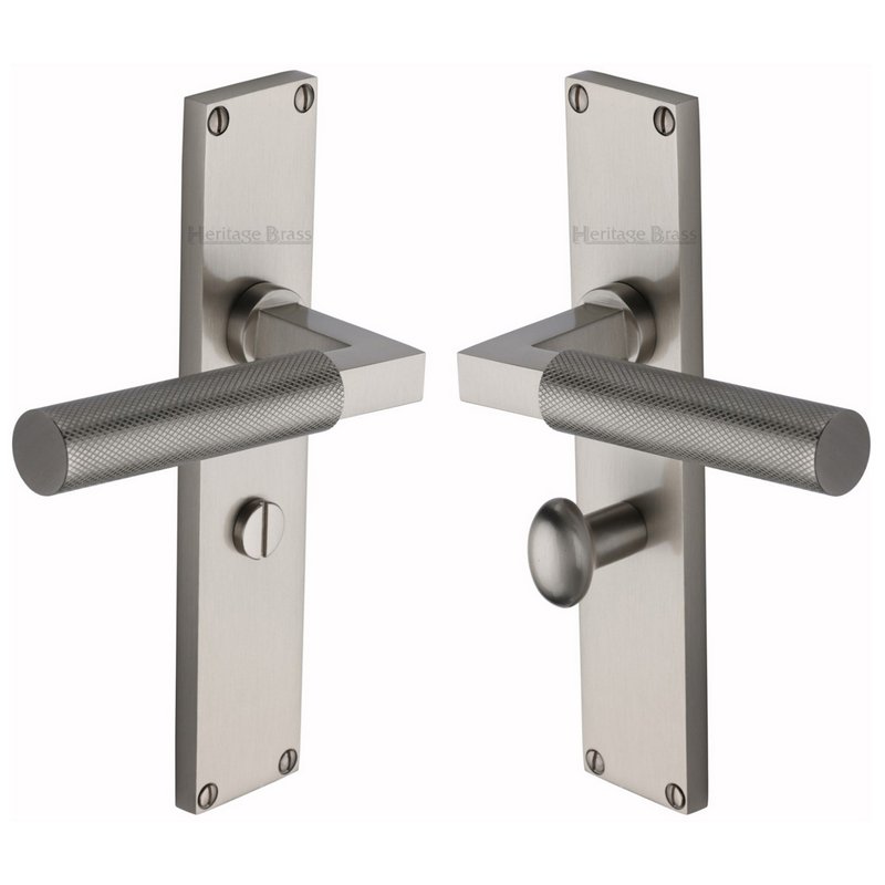 Bauhaus Knurled Door Handle on Plate - VT9330-SN