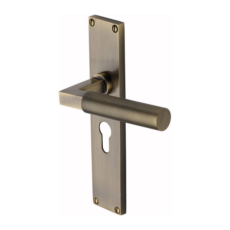 Bauhaus Knurled Door Handle on Plate - VT9348-AT
