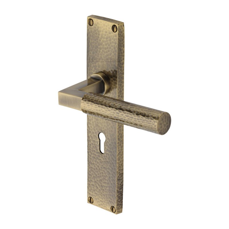 Bauhaus Hammered Door Handle on Plate - VTH4300-AT