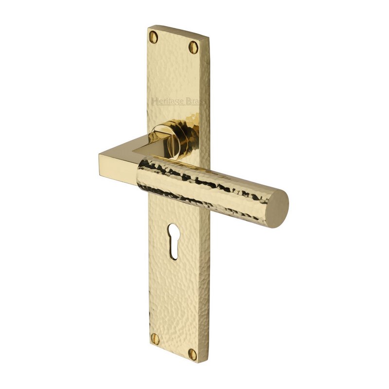 Bauhaus Hammered Door Handle on Plate - VTH4300-PB