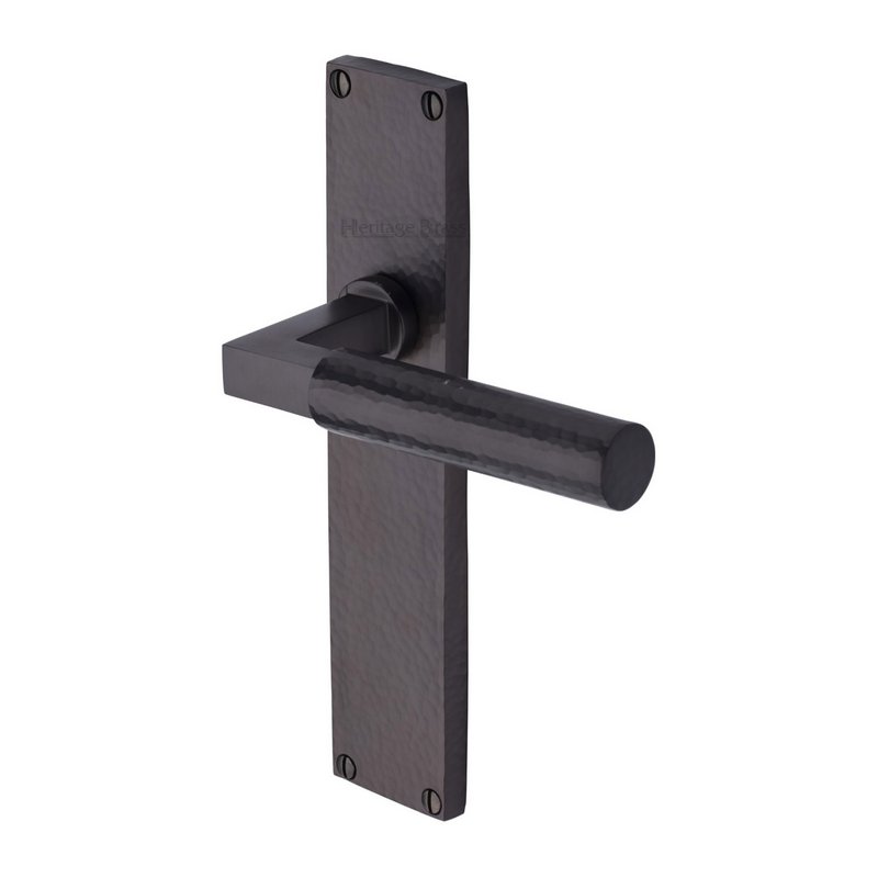 Bauhaus Hammered Door Handle on Plate - VTH4310-MB