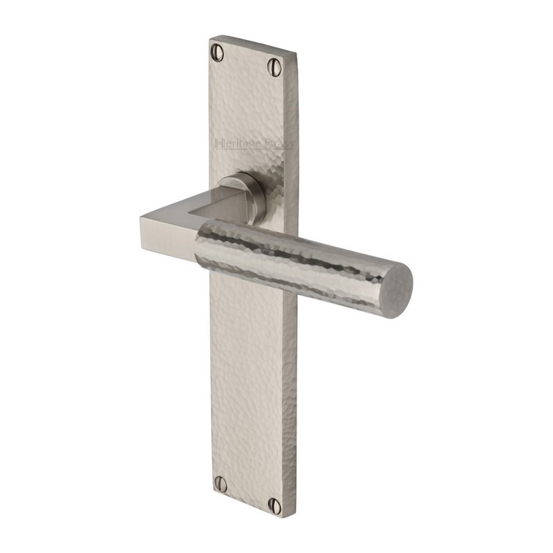 Bauhaus Hammered Door Handle on Plate - VTH4310-SN