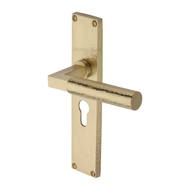 Bauhaus Hammered Door Handle on Plate - VTH4348-SB